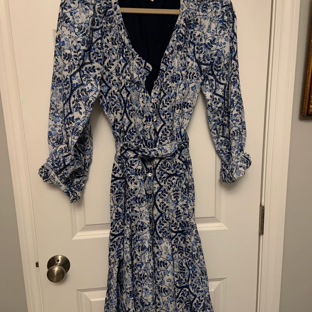 NWOT Embroidered Floral Blue Yuliana Sezane Dress - Picture 3 of 6